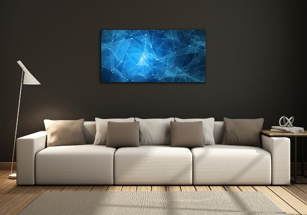 Cuadro decorativo de vidrio para salón horizontal Líneas azules
