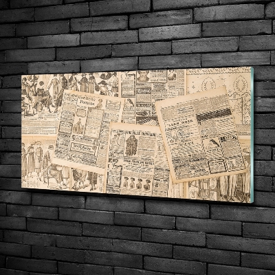 Cuadro de cristal templado moderno horizontal Un periódico viejo