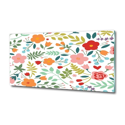 Cuadro decorativo de vidrio para salón horizontal Ilustración de flores