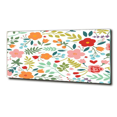 Cuadro decorativo de vidrio para salón horizontal Ilustración de flores