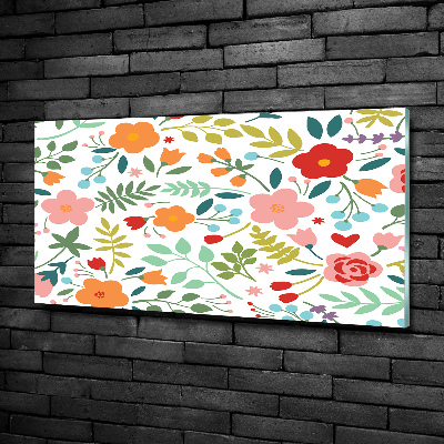 Cuadro decorativo de vidrio para salón horizontal Ilustración de flores