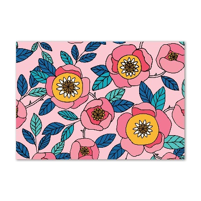 Foto en cristal de alta calidad con impresión uv horizontal flores rosas