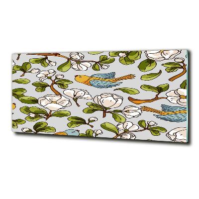 Foto en cristal de alta calidad con impresión uv horizontal Flores y pájaros