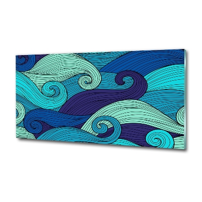 Cuadro de cristal templado moderno horizontal Ondas abstractas