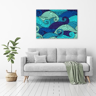 Cuadro de cristal templado moderno horizontal Ondas abstractas