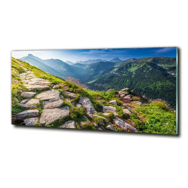 Cuadro de cristal templado moderno horizontal Amanecer en los montes Tatra