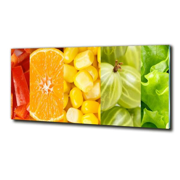 Cuadro de cristal templado moderno horizontal Frutas y verduras