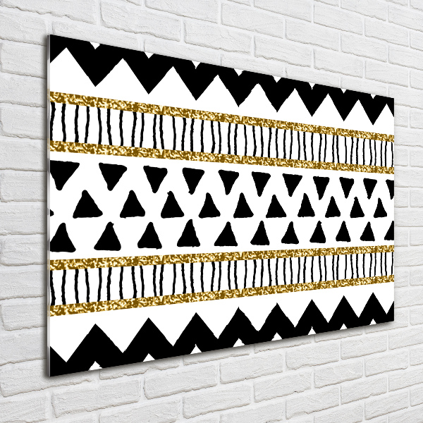 Cuadro decorativo de vidrio para salón horizontal origen étnico