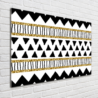 Cuadro decorativo de vidrio para salón horizontal origen étnico