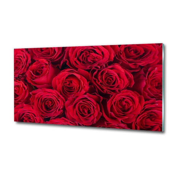 Cuadro de cristal templado moderno horizontal Rosas