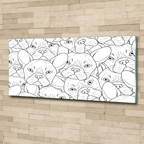 Cuadro de cristal templado moderno horizontal bulldogs franceses