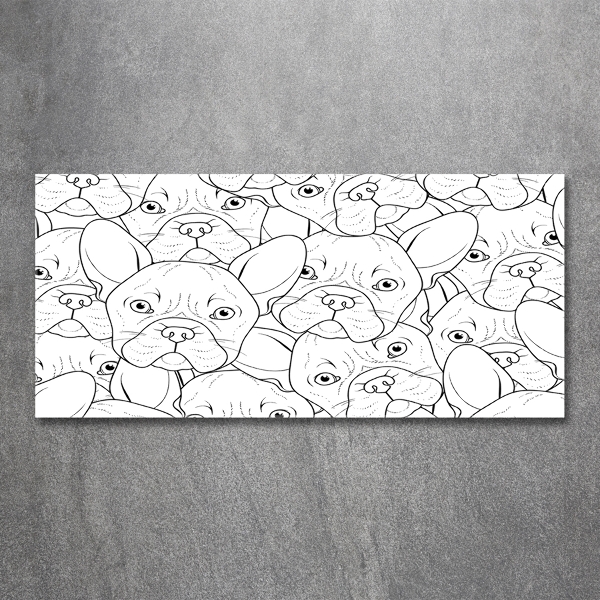 Cuadro de cristal templado moderno horizontal bulldogs franceses