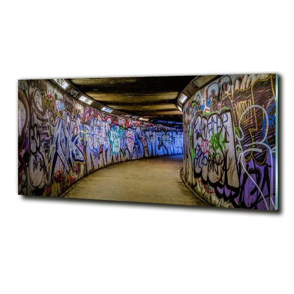 Impresión en cristal con acabado brillante horizontal Grafiti en el metro