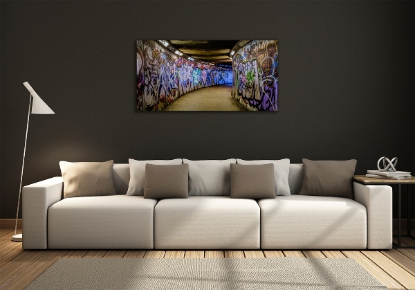 Impresión en cristal con acabado brillante horizontal Grafiti en el metro