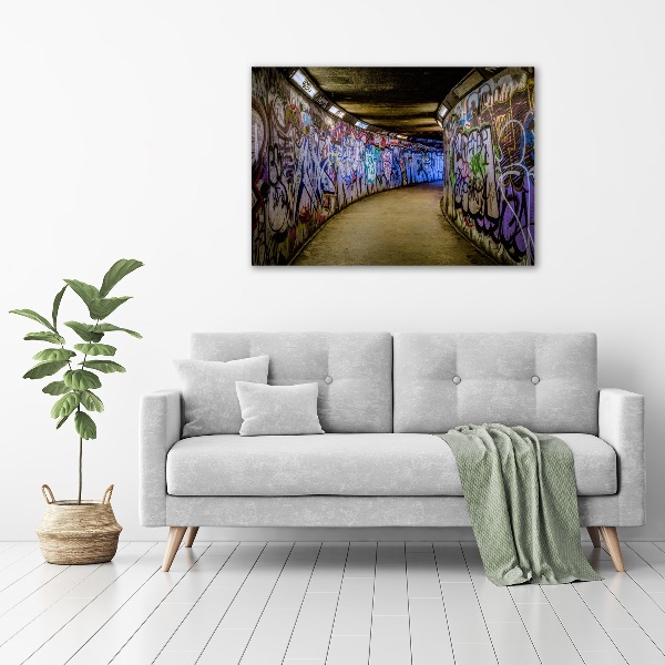 Impresión en cristal con acabado brillante horizontal Grafiti en el metro