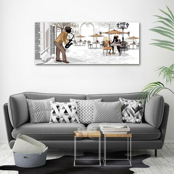 Cuadro de cristal templado moderno horizontal músico callejero