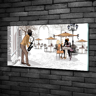 Cuadro de cristal templado moderno horizontal músico callejero