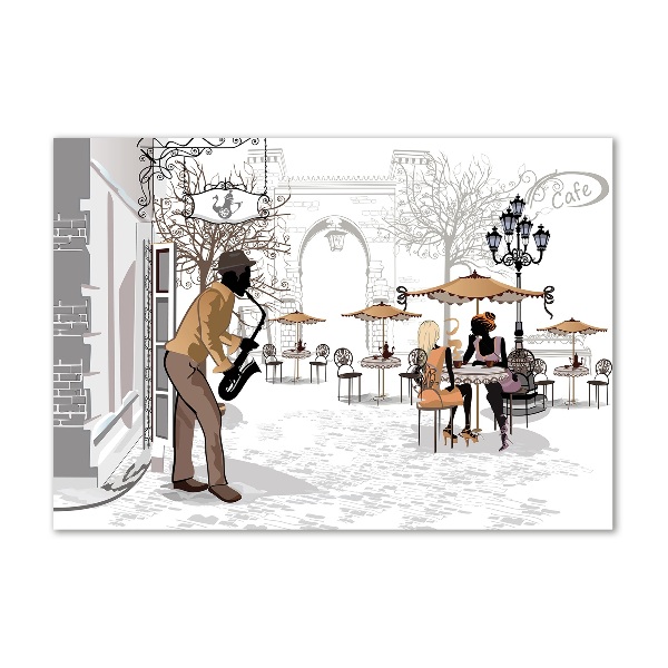 Cuadro de cristal templado moderno horizontal músico callejero