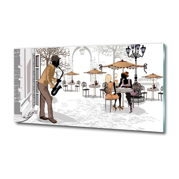 Cuadro de cristal templado moderno horizontal músico callejero