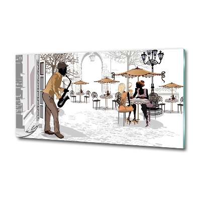 Cuadro de cristal templado moderno horizontal músico callejero