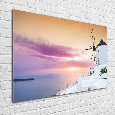 Cuadro de cristal templado moderno horizontal Santorini, Grecia
