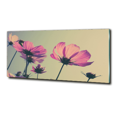 Impresión en cristal con acabado brillante horizontal flores rosas