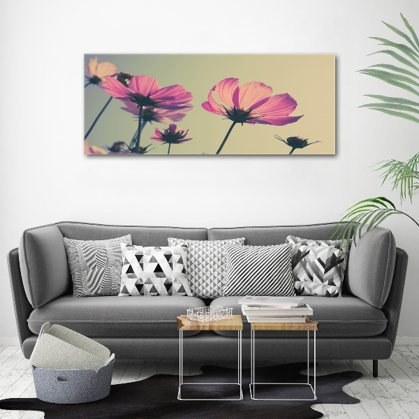 Impresión en cristal con acabado brillante horizontal flores rosas