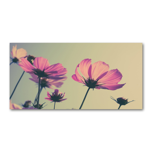 Impresión en cristal con acabado brillante horizontal flores rosas