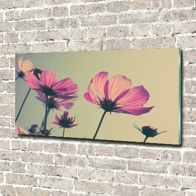 Impresión en cristal con acabado brillante horizontal flores rosas