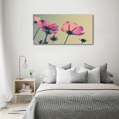 Impresión en cristal con acabado brillante horizontal flores rosas