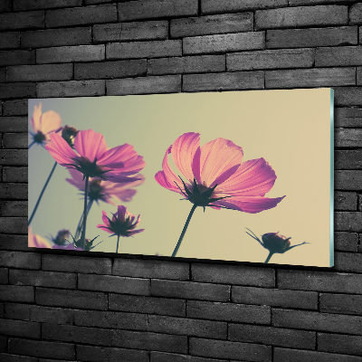 Impresión en cristal con acabado brillante horizontal flores rosas