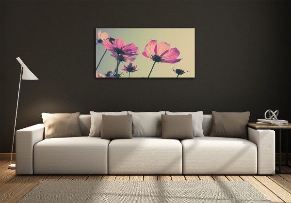 Impresión en cristal con acabado brillante horizontal flores rosas