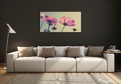 Impresión en cristal con acabado brillante horizontal flores rosas