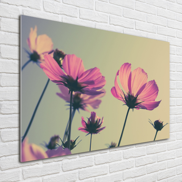 Impresión en cristal con acabado brillante horizontal flores rosas