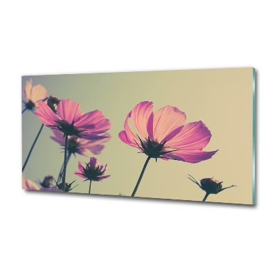 Impresión en cristal con acabado brillante horizontal flores rosas
