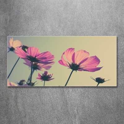 Impresión en cristal con acabado brillante horizontal flores rosas