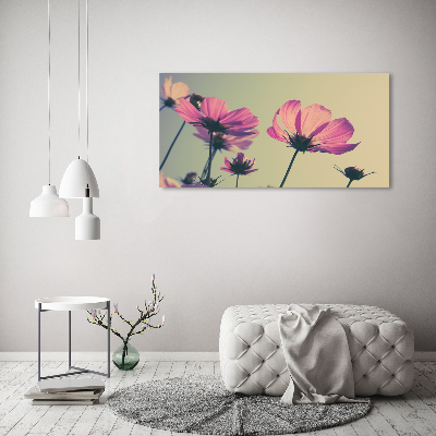 Impresión en cristal con acabado brillante horizontal flores rosas