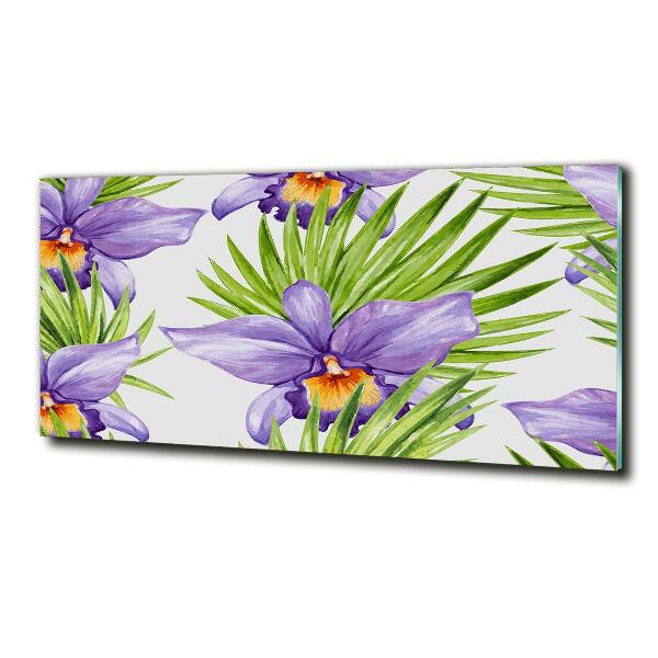 Cuadro decorativo de vidrio para salón horizontal Orquídea