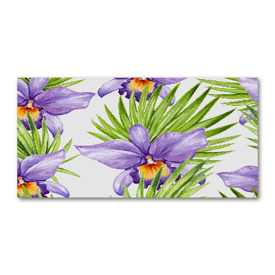 Cuadro decorativo de vidrio para salón horizontal Orquídea