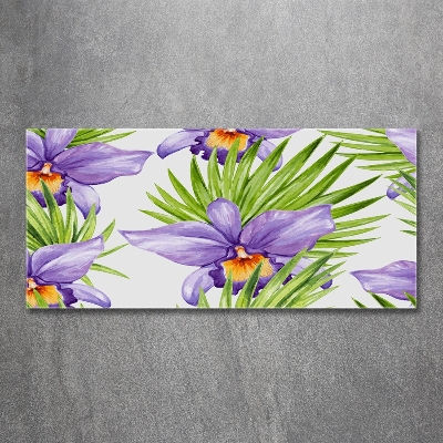 Cuadro decorativo de vidrio para salón horizontal Orquídea