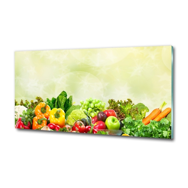Cuadro decorativo de vidrio para salón horizontal Verduras