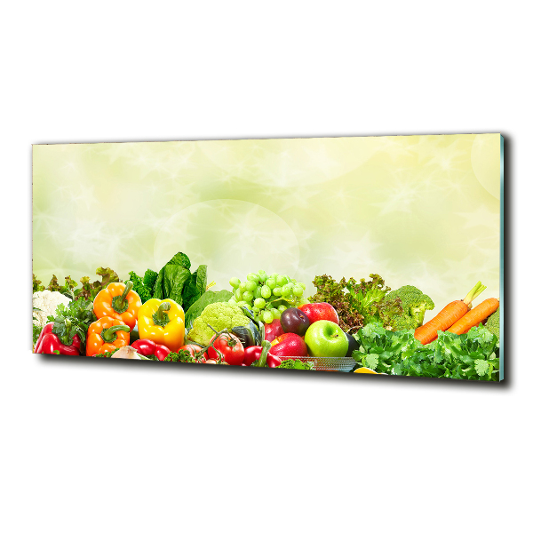 Cuadro decorativo de vidrio para salón horizontal Verduras