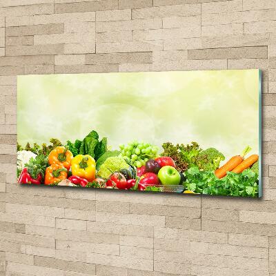 Cuadro decorativo de vidrio para salón horizontal Verduras