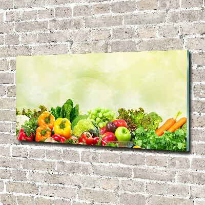 Cuadro decorativo de vidrio para salón horizontal Verduras