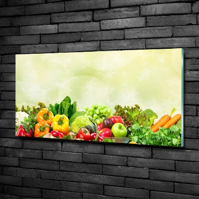 Cuadro decorativo de vidrio para salón horizontal Verduras