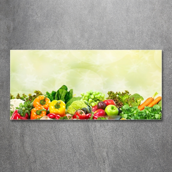 Cuadro decorativo de vidrio para salón horizontal Verduras