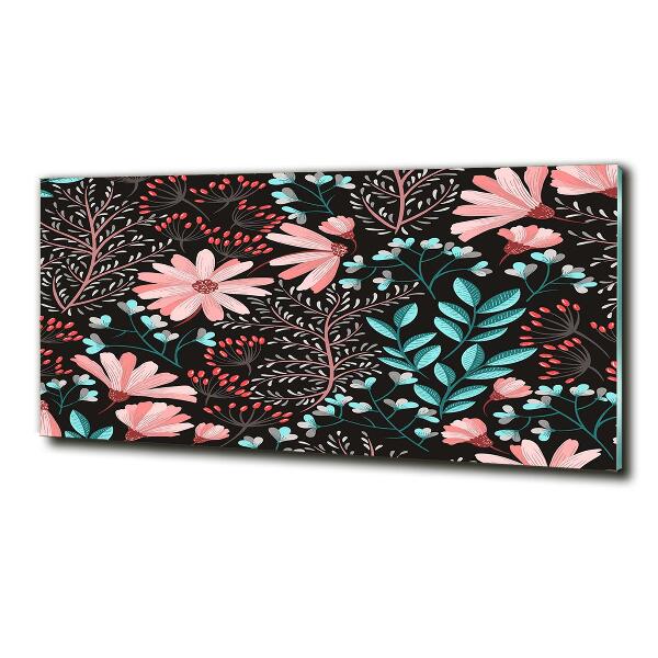 Cuadro de cristal templado moderno horizontal flores de primavera