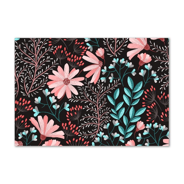 Cuadro de cristal templado moderno horizontal flores de primavera