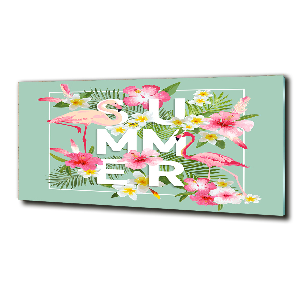 Impresión en cristal con acabado brillante horizontal Vacaciones y flamencos