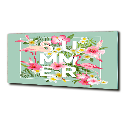 Impresión en cristal con acabado brillante horizontal Vacaciones y flamencos